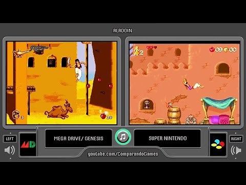 Aladdin (Sega Genesis vs Snes) Side by Side Comparison