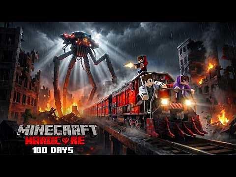 We Spent 100 Days in an Alien Invasion on a Train in Minecraft Hardcore !