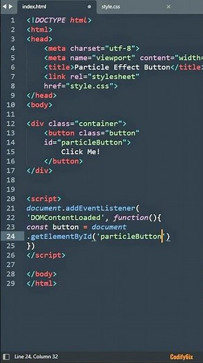 Particle effect button | HTML, CSS & JS