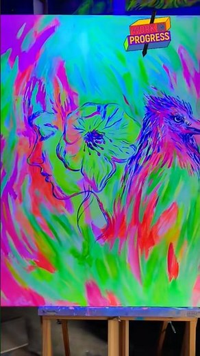 Neon Echoes of Time ⏳✨ | Fluorescent UV Painting That Glows in the Dark 🌈