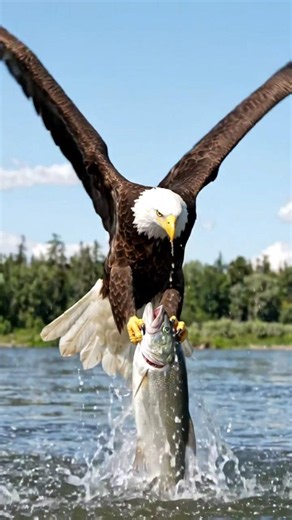 EGLE flying catching fish 🐟 #shortvideo #viralvideo #nature #wildlife #birds #youtube #officalvideo