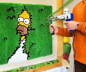 Turning the Homer Simpson Backs into the Bushes Meme Into a Tufted Rug