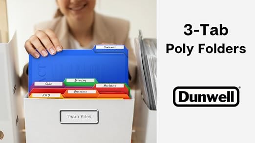 Dunwell Poly File 3-Tab Filing Folders