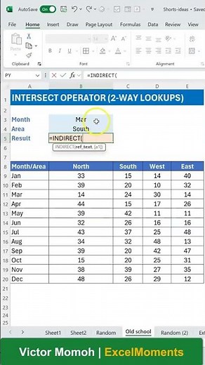 Excel Intersection Operator for 2-way Lookup