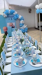 Mission accomplished! ✔️ We created this stunning Boss Baby themed first birthday party set up right here in the UAE! The clear chairs, crisp blue tablecloths, and custom Boss Baby cutouts made for an unforgettable day celebrating Jikansu's first birthday. Ready to plan your little one's big day in Dubai, Abu Dhabi, or Sharjah? Contact us! Boss Baby birthday party First birthday theme Baby boy birthday decorations Blue and white party theme Kids party planner UAE Birthday decor Dubai The Boss Ba