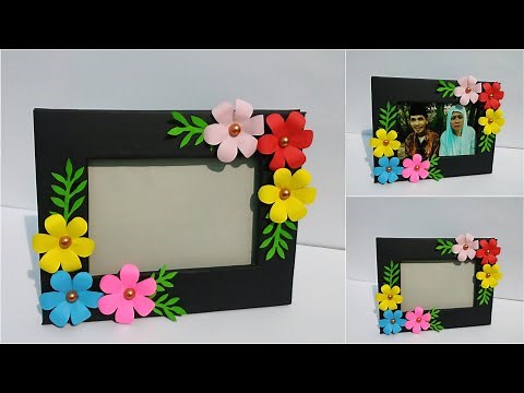 Cara Mudah membuat bingkai foto dari kardus Bekas | How to make photo frame from cardboard