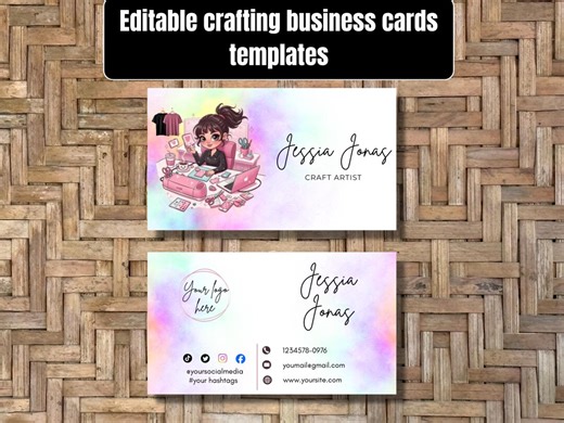 DIY Crafting Business Cards Templates - Customizable Designs | Ediable Canva Template - Etsy