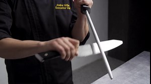 Mercer Culinary Ceramic Rod Knife Honing Steel,Black/White 10 Inch