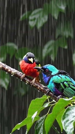 relaxing rain sound with birds