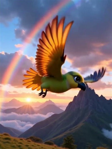 🦜 Kea’s Rainbow Flight – New Zealand’s Playful Parrot Soars Through Magic Skies! 🌈✨