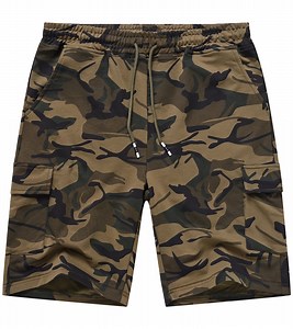 Satankud Men's Casual Cargo Shorts Classic Relaxed Drawstring Stretch Elastic Waist Beach Shorts with 5 Pockets CamoArmy-42