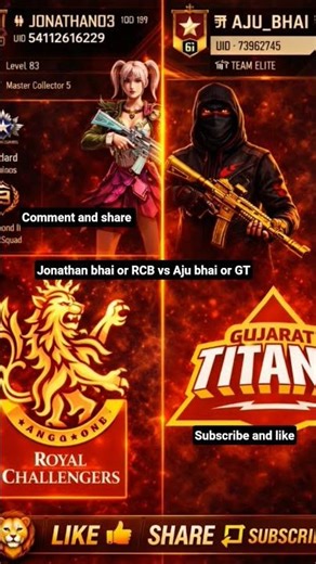 jonathan bhai or RCB vs Aju bhai or GT #aj dekhte hai kon he asli king