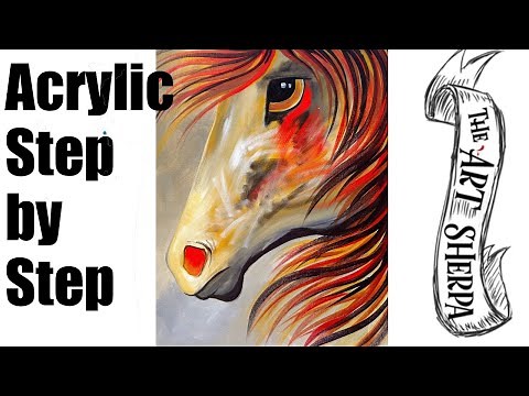 Easy Abstract Horse | Beginning Acrylic Painting Lesson step by step | TheArtSherpa