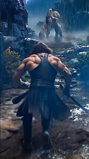 Hercules vs the Mythical Monster: A Warrior's Standoff