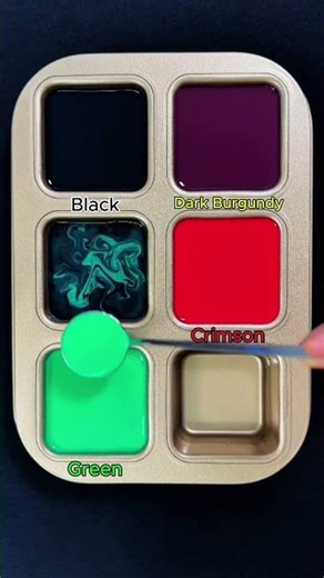 Create 3 colors from 3 colors: Black + Crimson + Green #asmr #colormixing #mix #mixing #relaxing