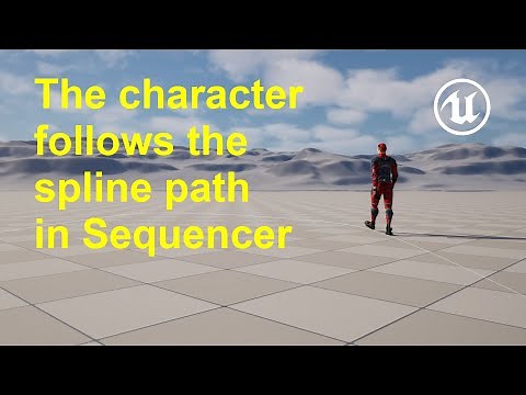 The character follows the spline path in Sequencer in Unreal Engine 5