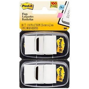 Post-it Flags 25x43mm White 2 Pack
