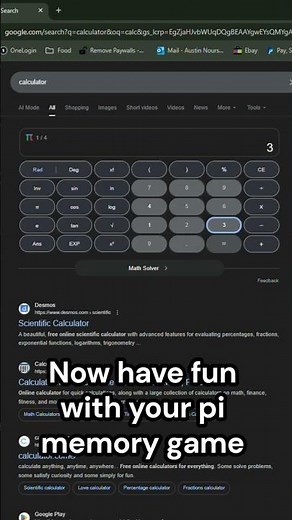 Secret Google Pi memory game #googlegame #secret #memory #calculator #tutorial