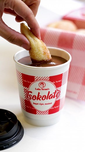 Dipping Old Fashioned Donuts in Tsokolate at Lola Nena's