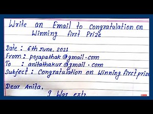 write an email to congratulation on winning first prize | email writing for congratulation prize