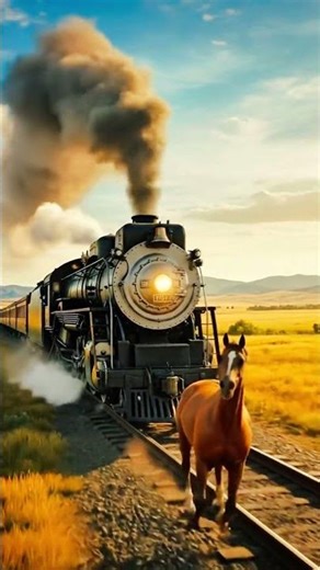 "Steam Locomotive Almost Hits Animal Crossing the Railway Tracks | Train Near Miss #train #steam