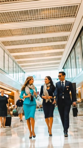 Air Hostess and pilot AI, they are on the way to their duty ✨❤️ #adventure #airhostess #dubaiprincessmahra #skylife #airport #agt #pilot #aircraft #crewlife #shorts