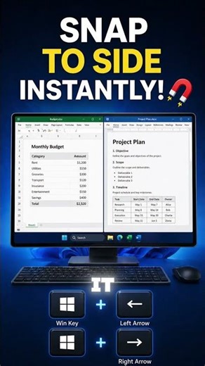 Video 37 Snap Windows to Side #techtips