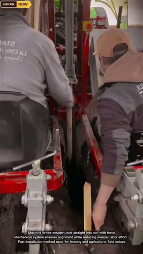 Fence Post Driver Machine Installs Wooden Stakes Into Ground Fast