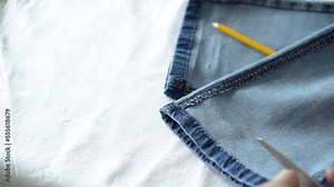 The processing process is to cut the jeans with your own hands or in the workshop. Step 1 cut with scissors