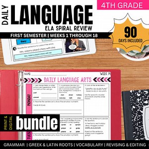 4th Grade ELA Spiral Review: Daily Language Warm Ups Grammar Review Morning Work