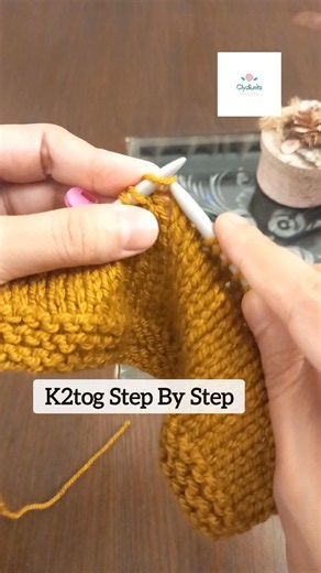 knit 2 stitches together, k2tog step by step #knitting