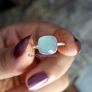 Aqua Chalcedony Ring, Aqua Chalci Sterling Silver Ring, Boho Statement Ring, March Birthstone Ring, Handmade Gift Ring Bohemian Ring for Her - Etsy