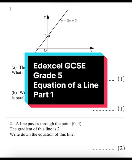 Watch to master Equation of a Line(Edexcel GCSE Maths Grade 5). Part 1 Quick rules exam-style questions with step-by-step answers. Save this for revision and comment “MORE” for Part 2. #line #gcse #gcsemaths #edexcel #fyp