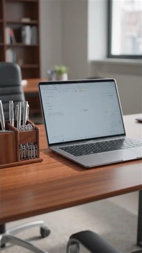 Office desk setup #ai #laptop #table #furniture #swivelchair #officedesk #interiordesign #blender