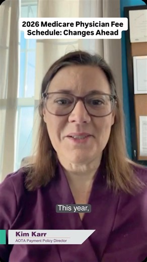 AOTA on Instagram: "The CY2026 Medicare Physician Fee Schedule Final Rule includes updates to telehealth services, incident-to supervision, remote therapeutic monitoring, code-level reimbursement, and more within Medicare Part B payment. Thanks to the grassroots advocacy of thousands of therapy practitioners and providers who mobilized alongside AOTA, we are celebrating some wins: ▪️A 1 to 2 percent increase in OT reimbursement for 2026—the first increase in reimbursement in over 6 years. ▪️Perm