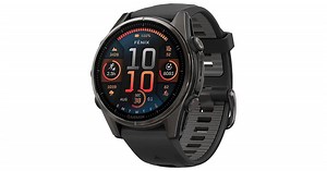 Garmin Fenix 8 AMOLED 43mm Smartwatch Sapphire Carbon Gray DLC Titanium With Black/Pebble Gray Silicone 010-02903-21