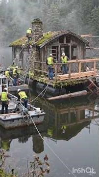 Floating Cabin Transformation 🌊 | Broken Boat House to Luxury Dream Home” #shorts