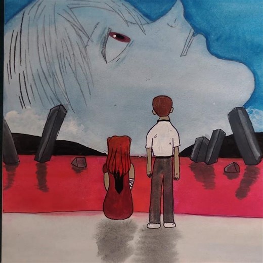 Second Impact Scene Drawing 🌊 | Dark Anime Art #shorts #fypシ #artyoutuber