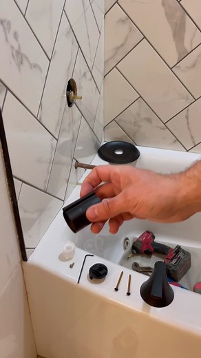 How to install a bathtub Moen Posi-Temp trim kit. #tile #diy #bathtub #construction #trimkit #homeimprovement #remodel #tiktok