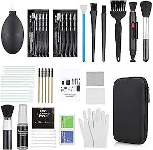 18-in-1 Professional Camera Cleaning Kit for Most DSLR Cameras (Canon, Nikon,Sony), with Air Blower/Cleaning Pen/Detergent/Cleaning Cloth/Lens Brush/Carry Case