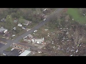 Newschopper9 flies over storm damage in Nevada, Missouri