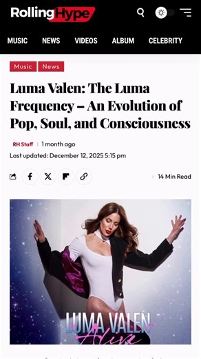 Luma Valen on Instagram: "✨ Music is energy. Music is frequency. ✨ I don’t rush what’s real. I let it unfold. 💛 Grateful to Rolling Hype for featuring the story behind my EP Frequencies of a New Era and my single “Alive.” 🌊 Every note is friendship, authenticity, and energy you can feel. Music to lift you, move you, and remind you who you are. 💫 Read the full feature → Link in bio #LumaValen #Alive #AliveEra #SoulfulPop #AltPop"