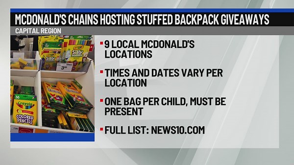 McDonald's chains host stuffed backpack giveaways