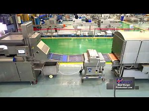 Beef burger cooked production line