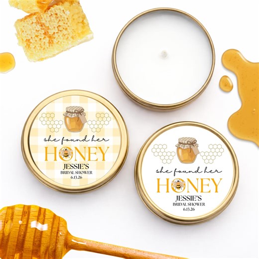 She Found Her Honey Bridal Shower Candle Favors - Personalized 2 Oz Candle Tin - Thank You - Wedding Favors - Bee Party Favors - Etsy