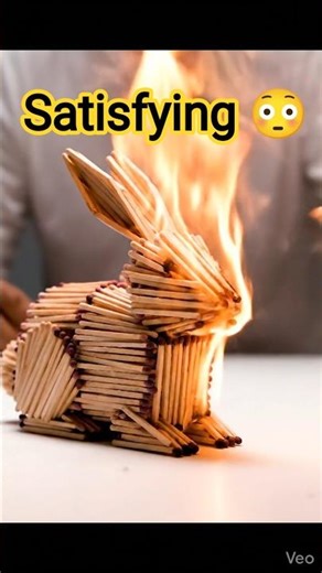 Satisfying Fire Art – Matchstick Rabbit Turning to Ash”#Satisfying