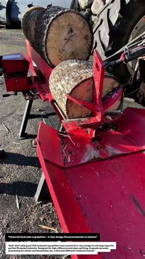 “Powerful Hydraulic Log Splitter – 6-Way Wedge Firewood Machine in Action!”.