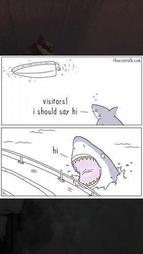 Humorous Shark Encounter in Comic Strip