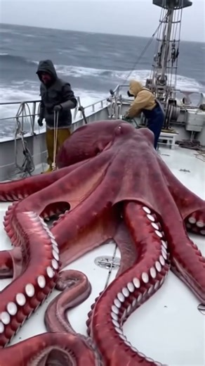Massive Red Octopus Caught at Sea | Rare Deep Ocean Giant