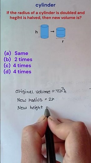 When Radius Double, Height Half = Volume Double! |Cylinder Trick #Shorts #cylindervolume#ytshorts